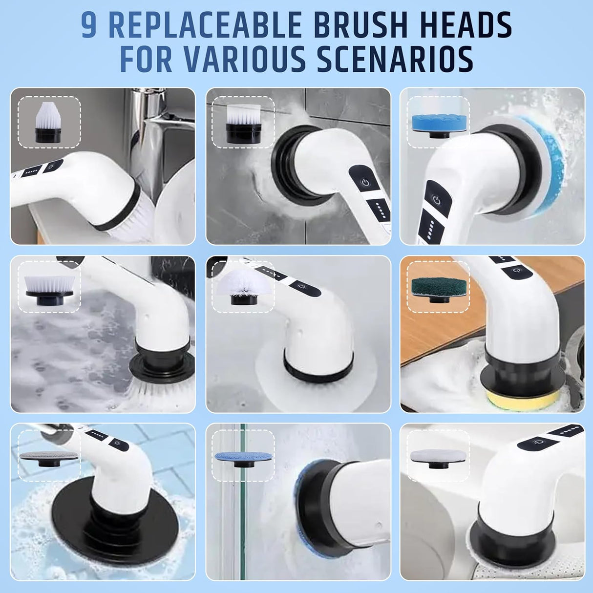 Cleanistic™ Electric Spin Scrubber (9-in-1)