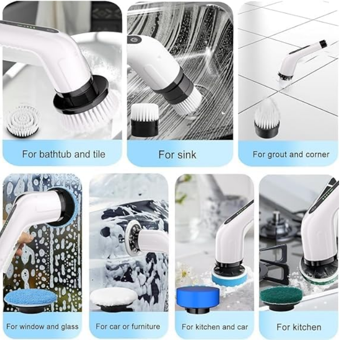 Cleanistic™         Electric Spin Scrubber (9-in-1)