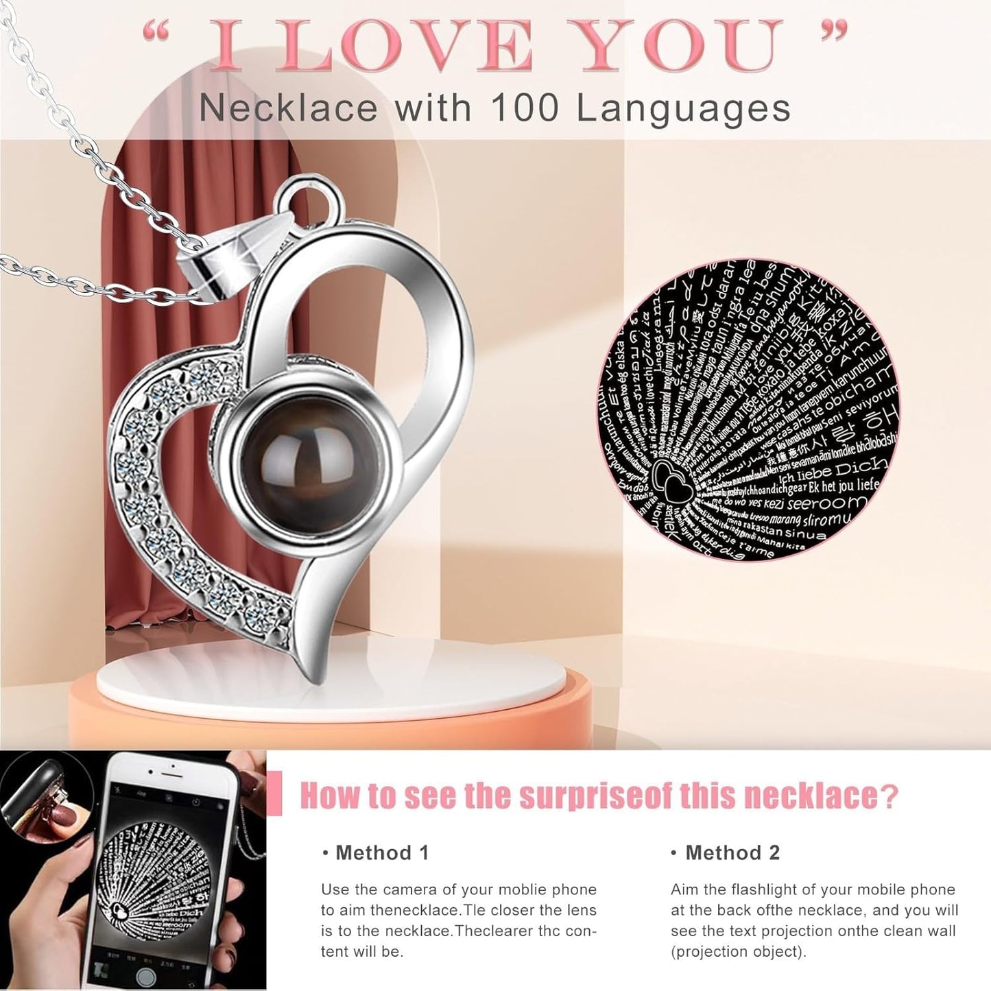 Eternal Love Preserved Rose Gift Box with Heart Necklace