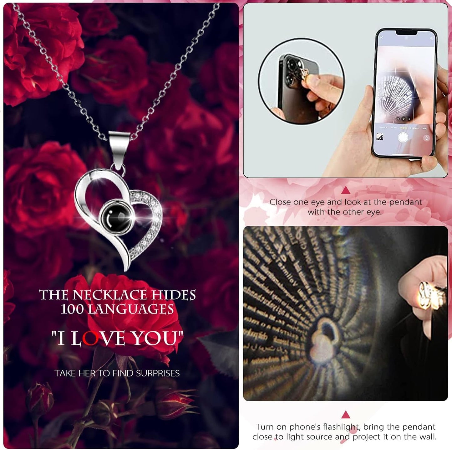 Eternal Love Preserved Rose Gift Box with Heart Necklace