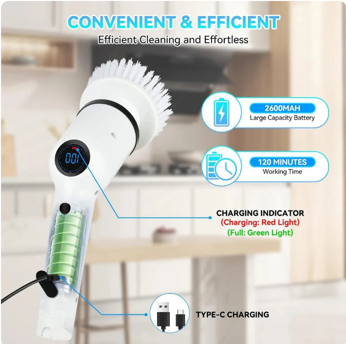 Cleanistic™         Electric Spin Scrubber (9-in-1)