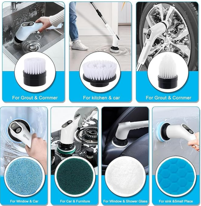 Cleanistic™         Electric Spin Scrubber (9-in-1)